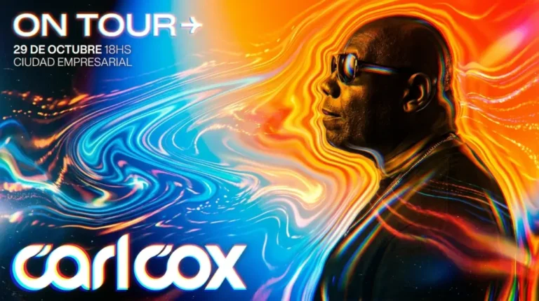 Carl Cox Santiago 2026 29 Oct - Parque Ciudad Empresarial 1 Cartel oficial de Carl Cox ON TOUR en Parque Ciudad Empresarial Santiago 2026 producido por La Feria.